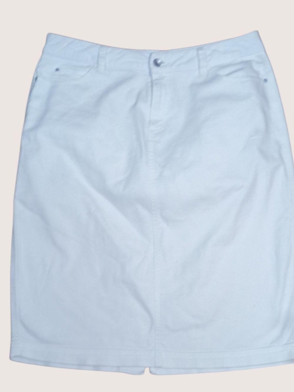 Classic White Midi Denim Skirt Size 14